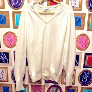 Vintage Christian Dior white Orion Acrylic Sweater Made in USA Size Large